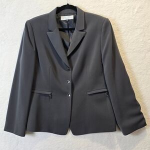 Tahari Blazer 14P Gray Preppy Office Siren Corpcore Academia Teacher